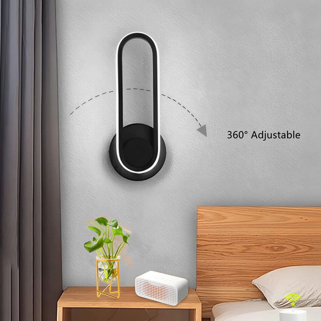 Moderne LED Wandlamp – 330° Draaibaar en Verstelbaar – Zwarte Metalen Wandverlichting 8W 6500K voor Slaapkamer, Woonkamer & Hal