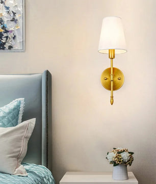 Industriële Wandlamp met Stoffen Kap – Metaal Retro Design met E27 LED – Sfeervolle Wandverlichting voor Slaapkamer, Woonkamer en Horeca