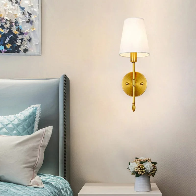 Industriële Wandlamp met Stoffen Kap – Metaal Retro Design met E27 LED – Sfeervolle Wandverlichting voor Slaapkamer, Woonkamer en Horeca