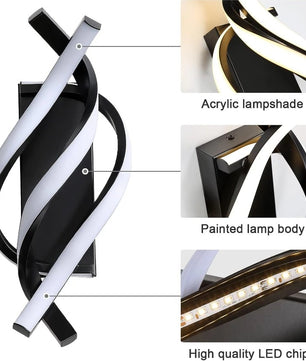 Gebogen LED Wandlamp – Spiraal Design van Aluminium & Siliconen, Modern en Sfeervol