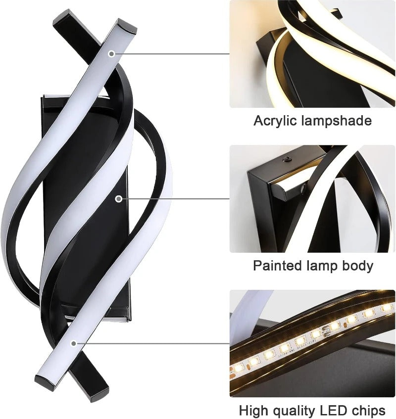 Gebogen LED Wandlamp – Spiraal Design van Aluminium & Siliconen, Modern en Sfeervol