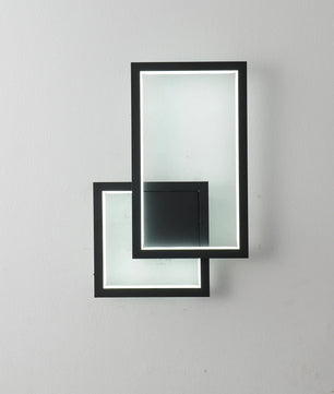 Moderne LED Wandlamp – Geometrisch Design met 3 Instelbare Lichtkleuren – Zwart Metalen Wandverlichting 30W (3000–6500K) voor Woonkamer, Slaapkamer en Hal