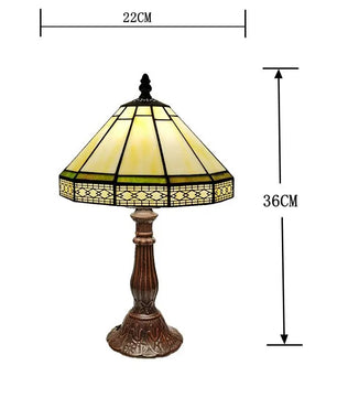 Tiffany Stijl Tafellamp – Handgemaakt Kunstglas 22 cm – Vintage Bronzen Basis – Decoratieve Tafellamp voor Woonkamer en Kantoor