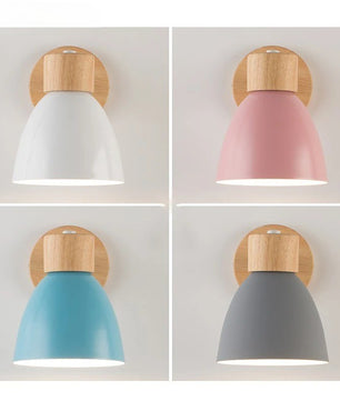 Houten Scandinavische Wandlamp – Moderne E27 Binnenverlichting met Schakelaar en Draaibare Kop