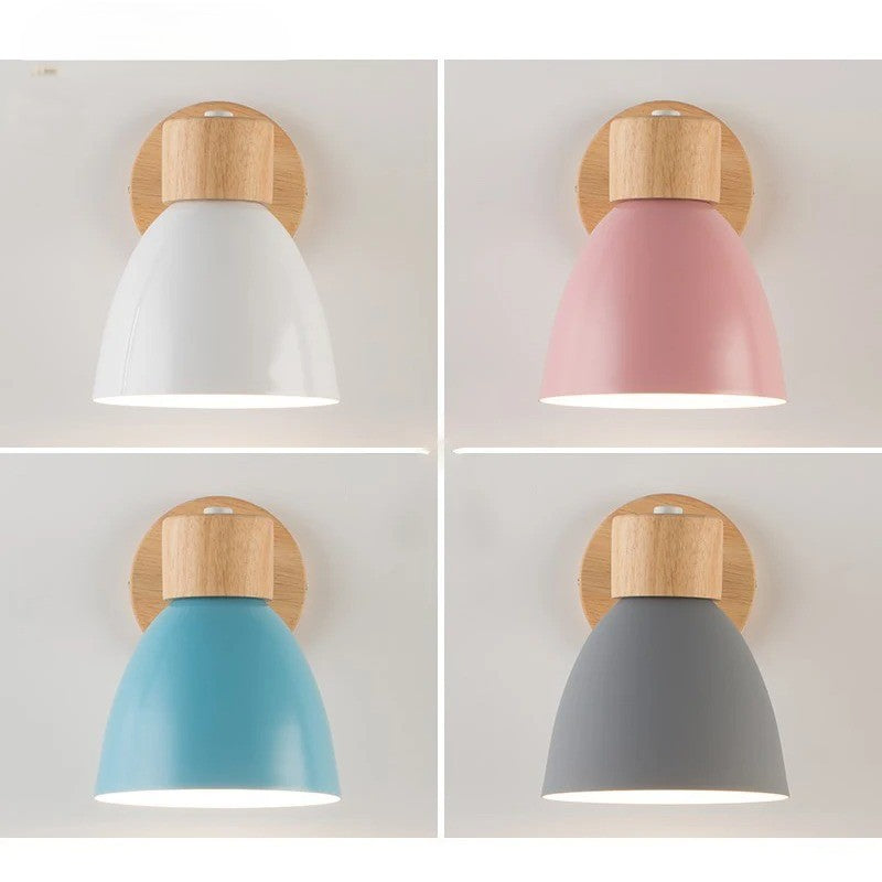 Houten Scandinavische Wandlamp – Moderne E27 Binnenverlichting met Schakelaar en Draaibare Kop