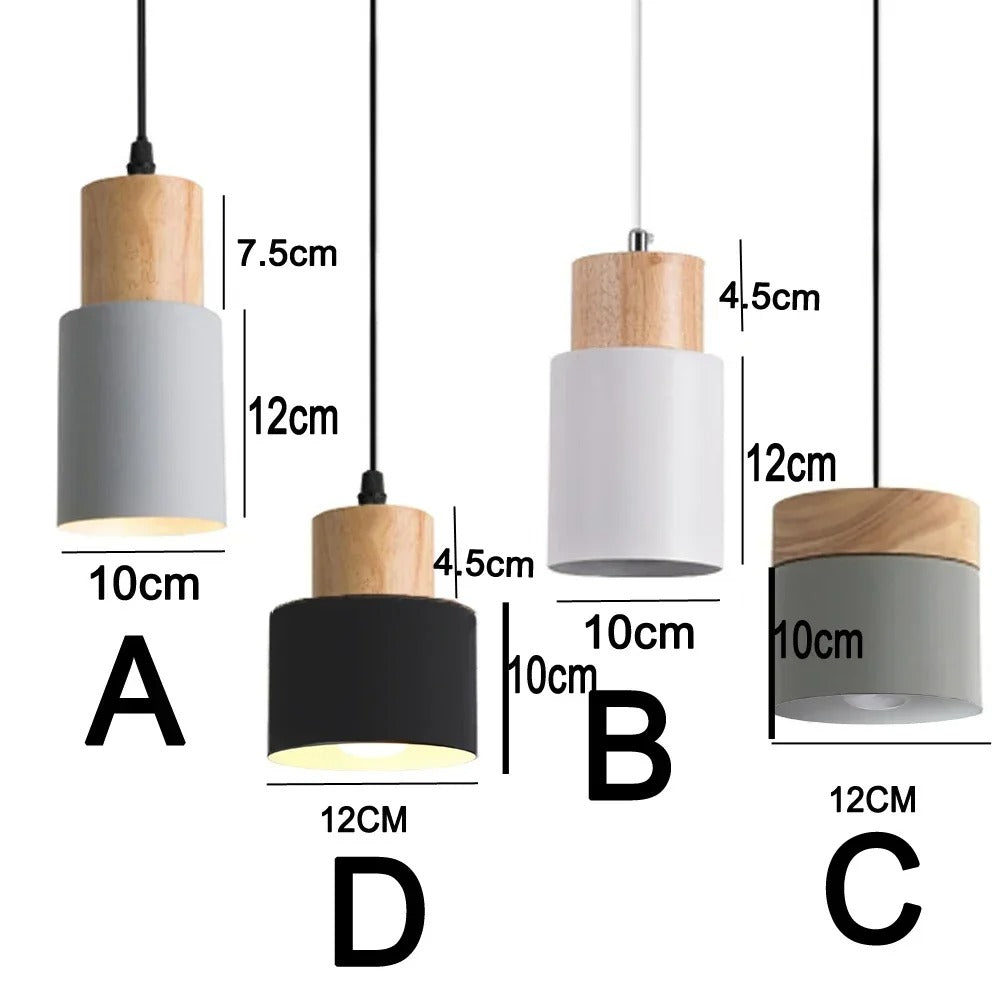Nordic Moderne LED Hanglamp – Aluminium & Hout Plafondlamp voor Keuken, Bar & Woonkamer