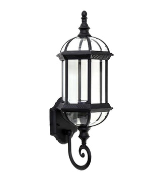 Antieke Retro Wandlamp – Vintage Buitenlamp van Metaal en Glas – Zwart – E27 – Voor Tuin, Veranda en Entree