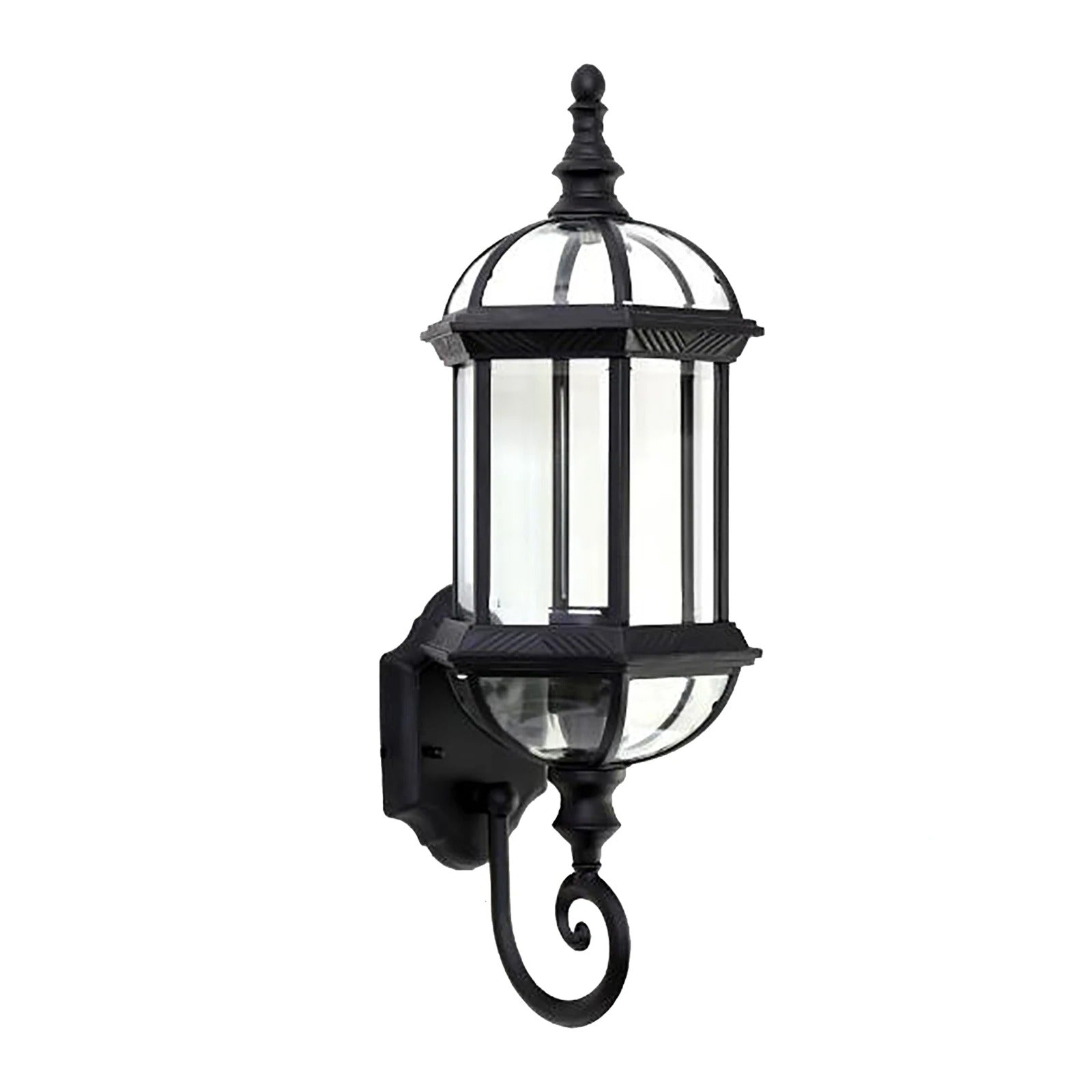 Antieke Retro Wandlamp – Vintage Buitenlamp van Metaal en Glas – Zwart – E27 – Voor Tuin, Veranda en Entree