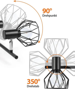 LED Spotlightset 4-Vlam Zwart – Draaibare Plafond- en Wandlamp – E14 Fitting – Inclusief 4× 6W LED Lampen