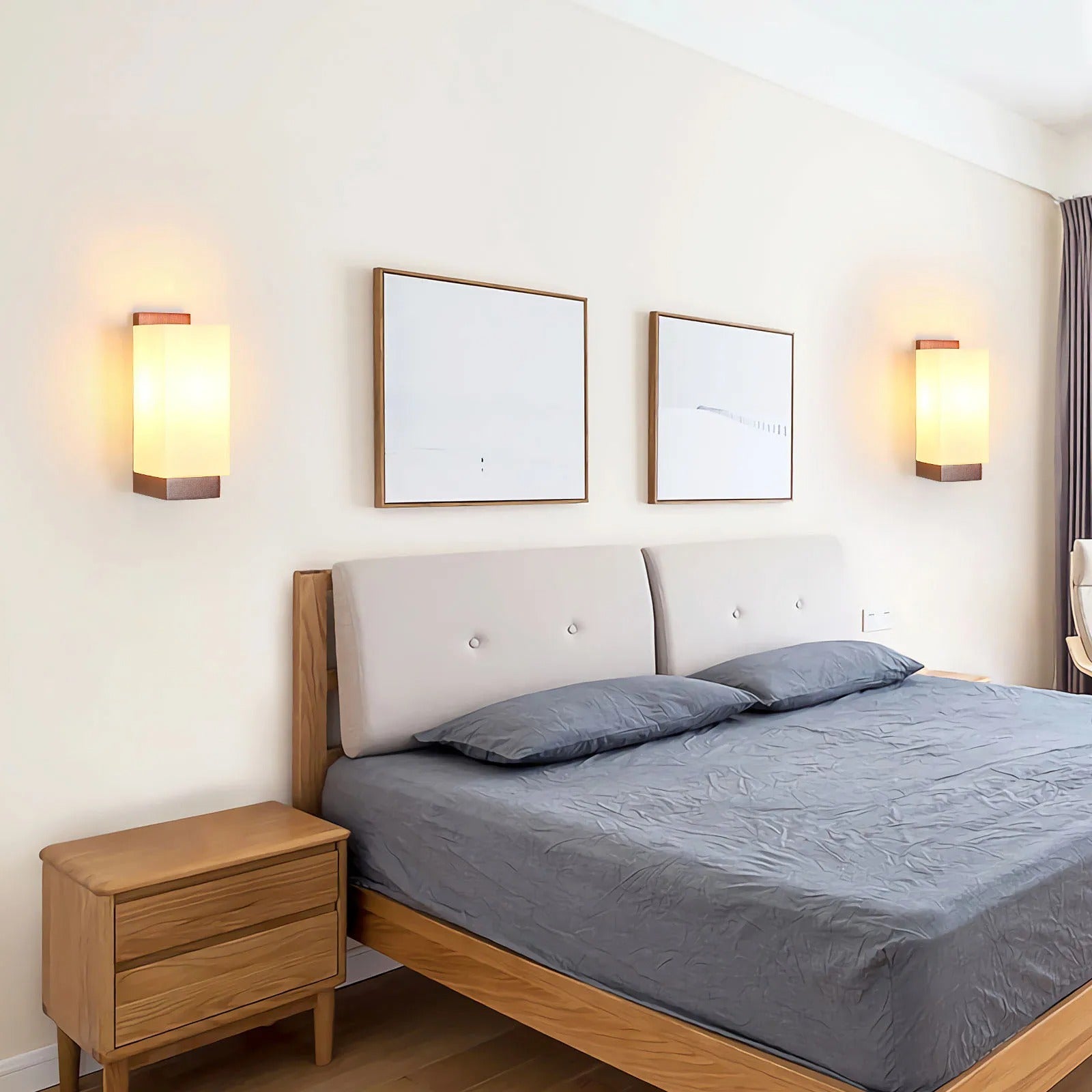 Vintage Houten Wandlamp – Glazen Lampenkap met E27 Fitting – Sfeervolle Wandverlichting voor Gang, Slaapkamer & Eetkamer