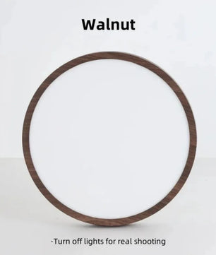 Ultradunne Ronde LED Plafondlamp met Houtnerf – Walnootlook – 24W Ø30 cm – Driekleurig Licht voor Woonkamer en Slaapkamer