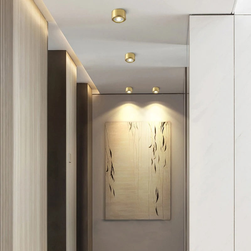 Koperen LED Plafondlamp – Verstelbare Opbouwspot van Massief Koper – Moderne LED Spotverlichting voor Gang, Woonkamer en Badkamer