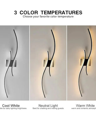 Nordic LED Wandlamp – Minimalistisch Scandinavisch Design – Zwart – Sfeervolle Wandverlichting voor Slaapkamer, Woonkamer en Gang