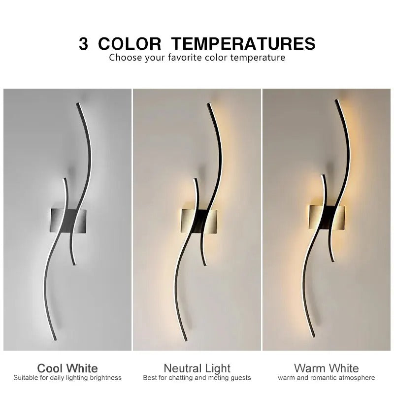 Nordic LED Wandlamp – Minimalistisch Scandinavisch Design – Zwart – Sfeervolle Wandverlichting voor Slaapkamer, Woonkamer en Gang