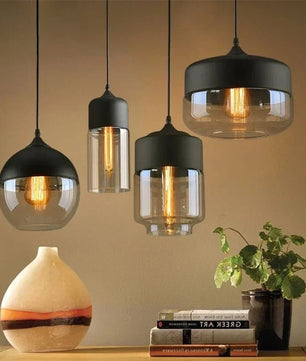 Nordic LED Hanglamp – Moderne Glas & Houten Plafondlamp voor Woonkamer, Slaapkamer & Eetkamer