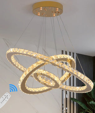 Luxe Kristallen LED Hanglamp – Moderne Kroonluchter van Kristal en RVS met Afstandsbediening – Instelbare Lichtkleur voor Woonkamer en Eetkamer
