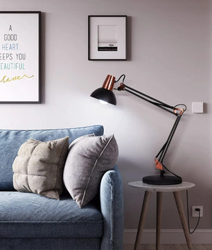 Verstelbare Bureaulamp met Scharnierarm – Industriële Metalen Klemlamp met E27 Fitting voor Werk en Lezen