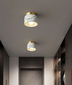 Ronde Marmeren LED Plafondlamp – Nordic Steen en Metaal – Opbouw Plafondverlichting met E27 voor Hal, Woonkamer en Slaapkamer