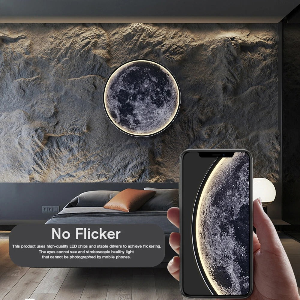 3D LED Maan Wandlamp – Realistische Maanlamp met Afstandsbediening – Decoratieve Muurlamp voor Woonkamer & Slaapkamer