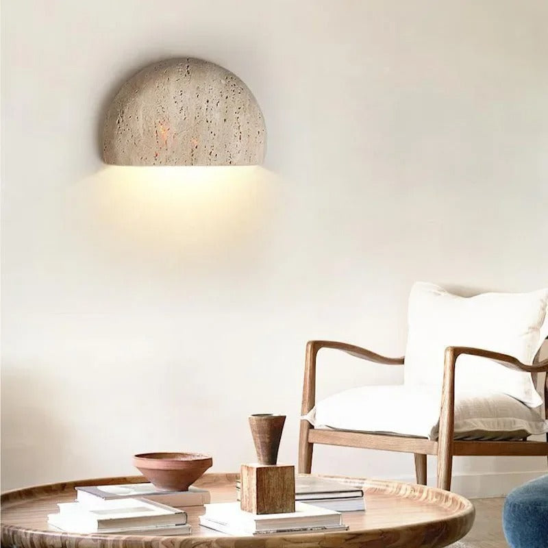 Wabi-Sabi Steen Wandlamp – Retro & Sfeervolle Muurverlichting, Minimalistisch Design