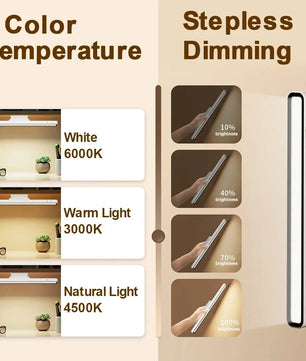 LED Bureaulamp met Magneet – USB Oplaadbaar, Traploos Dimbaar – Draadloze Leeslamp met 3 Kleurtemperaturen