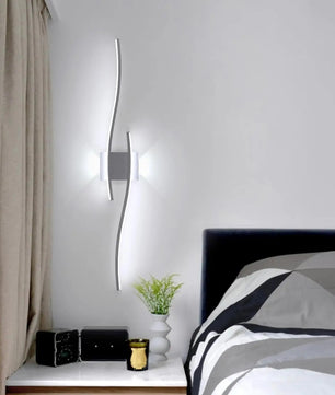 Moderne LED Wandlamp 89 cm – Golvend Design – Aluminium en Acryl Wandverlichting 27W 6500K voor Woonkamer, Slaapkamer & Hal