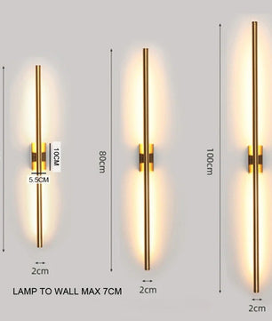 Moderne Lineaire LED Wandlamp – Minimalistische Up en Down Wandverlichting in Zwart of Goud voor Slaapkamer en Woonkamer