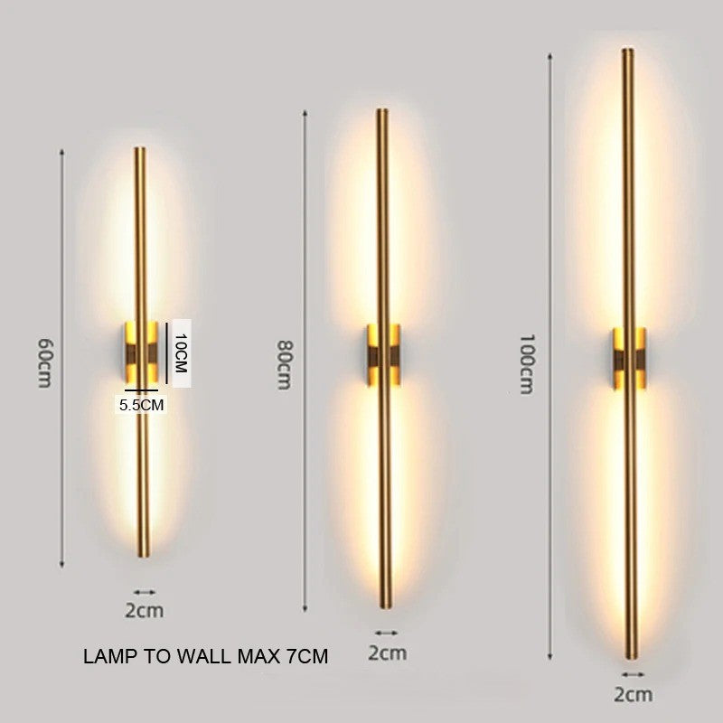 Moderne Lineaire LED Wandlamp – Minimalistische Up en Down Wandverlichting in Zwart of Goud voor Slaapkamer en Woonkamer