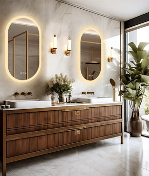 Ovale LED Badkamerspiegel met Touchscreen – Anticondens, Backlight & 3 Kleurstanden – Frameloze Spiegel met Verlichting voor Badkamer