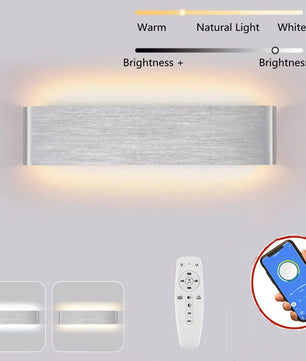 Moderne LED Wandlamp met Bluetooth en Afstandsbediening – Dimbare Wandverlichting met 3 Lichtkleuren voor Interieur