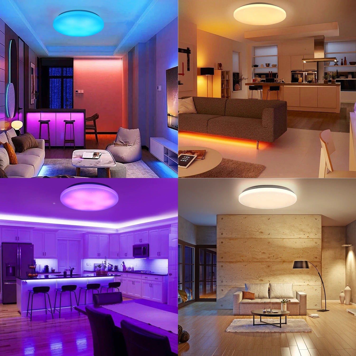 RGB LED Plafondlamp 40 cm – 36W Dimbaar met Sterrenhemel Effect en Afstandsbediening – Moderne RGB Plafondverlichting voor Woonkamer, Slaapkamer en Badkamer