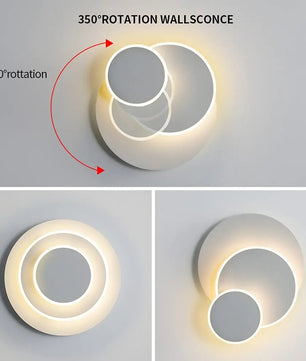 Moderne LED Wandlamp 15W – 3-in-1 Eclipse Design – 350° Draaibaar – Warm Wit Binnenverlichting