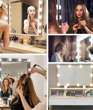 Hollywood LED Make-up Spiegelverlichting – 3 Kleurstanden, USB Aangedreven & Traploos Dimbaar – Professionele Vanity Verlichting voor Spiegel en Make-uptafel