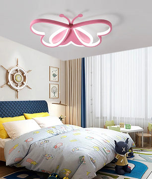 Vlinder LED Plafondlamp – 90W Creatieve Designlamp in Roze – Dimbare LED Verlichting voor Kinderkamer, Slaapkamer en Woonkamer