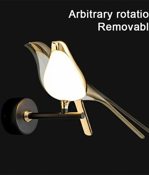 Gouden Vogel LED Wandlamp – Artistieke Wandkandelaar van Metaal – Decoratieve Sfeerverlichting voor Woonkamer en Slaapkamer