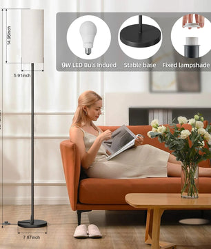 Moderne Vloerlamp met Lampenkap – Hoge Staande Lamp met Dimbare 9W LED en Voetschakelaar – Minimalistische Verlichting voor Woonkamer en Slaapkamer