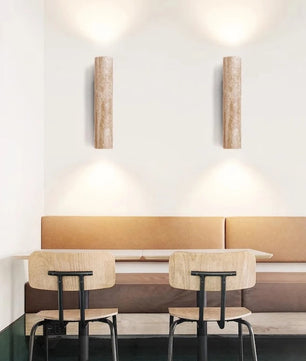 Stenen Wandlamp Travertijn – Luxe Natuursteen Wandverlichting met E27 Fitting en Up Down Light