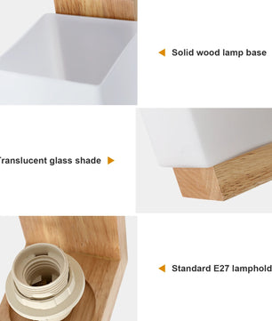 Moderne Houten Wandlamp – Minimalistisch Design met Glazen Kap – E27 Binnenverlichting