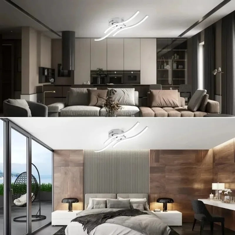 Moderne LED Kroonluchter – 3-Armig Golvend Design – 21W Chroom – Koel Wit 5500K voor Woonkamer, Eetkamer en Hal