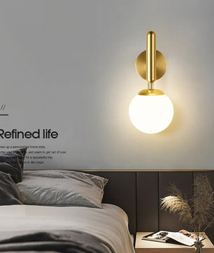 Moderne Glazen Wandlamp – Elegante Messingkleurige Binnenverlichting met E27 Fitting