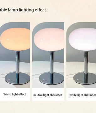 Lollipop Tafellamp – Retro Crème Glazen Tafellamp met Touch Bediening – Dimbaar en Oplaadbaar Omgevingslicht