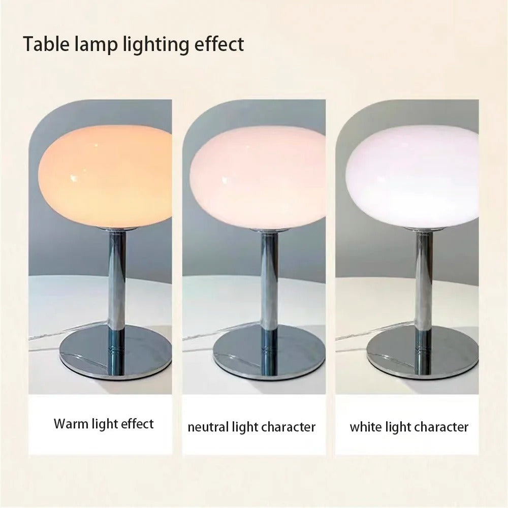 Lollipop Tafellamp – Retro Crème Glazen Tafellamp met Touch Bediening – Dimbaar en Oplaadbaar Omgevingslicht