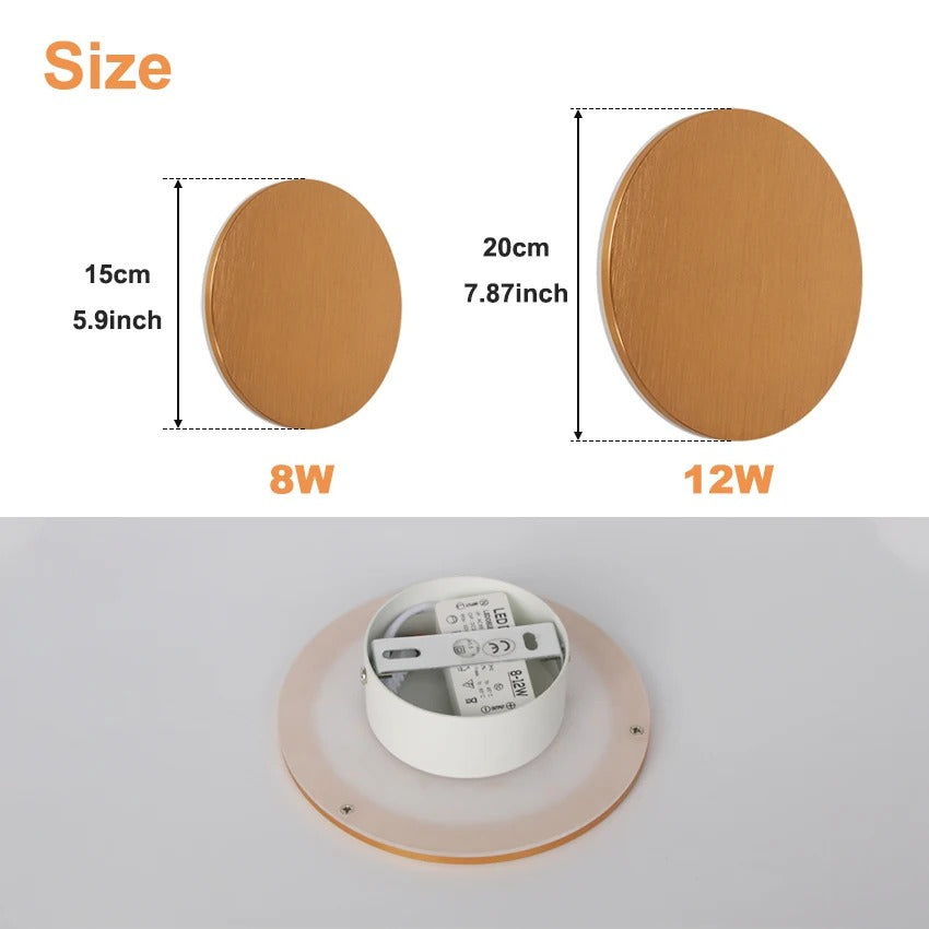 Moderne Ronde LED Wandlamp – Minimalistische Wandverlichting van Aluminium en Acryl – Ø15 of Ø20 cm voor Woonkamer en Slaapkamer
