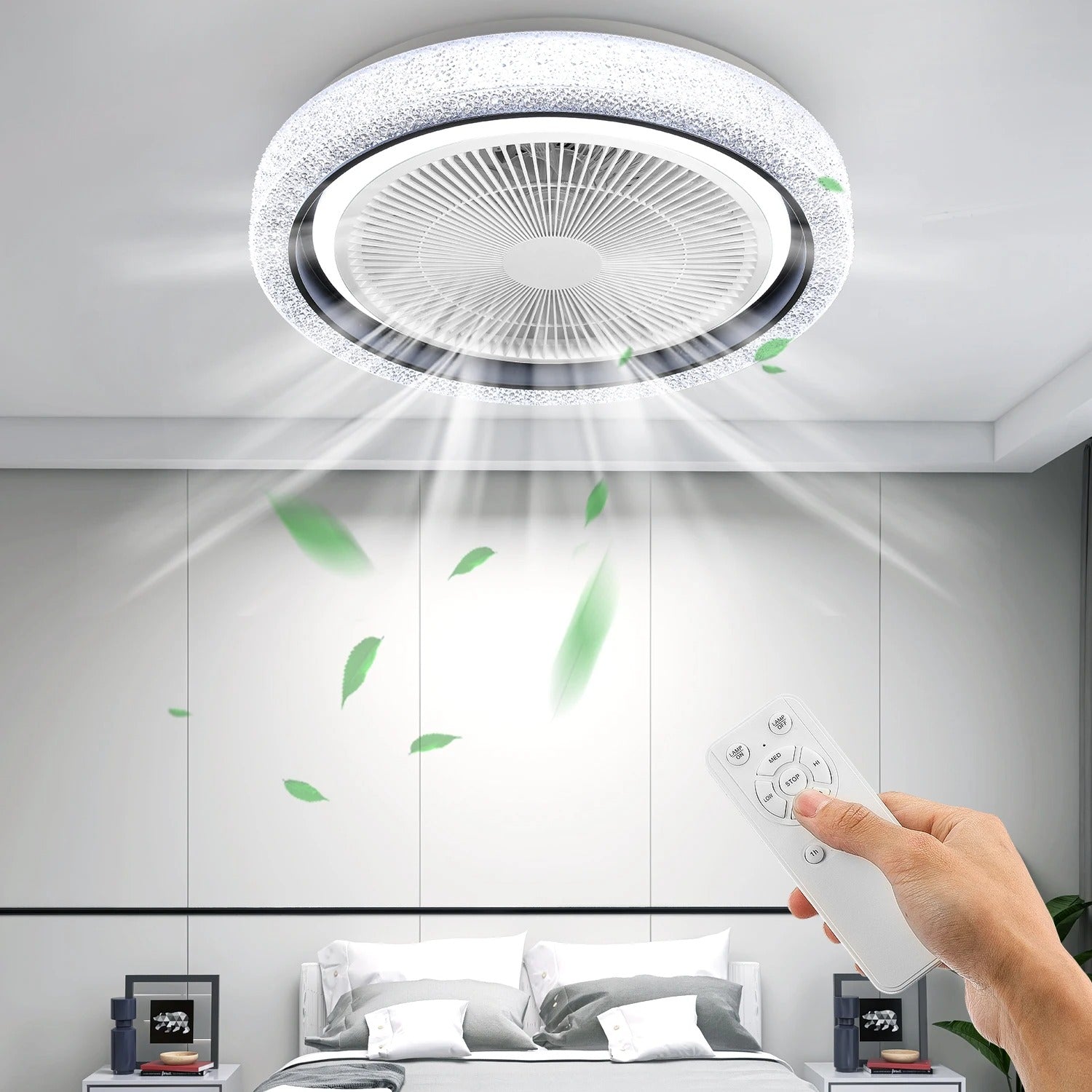 50W Bluetooth LED Plafondventilator met RGB Verlichting en Muziekfunctie – Dimbare Ventilatorlamp met Speaker, App en Afstandsbediening voor Woonkamer en Slaapkamer