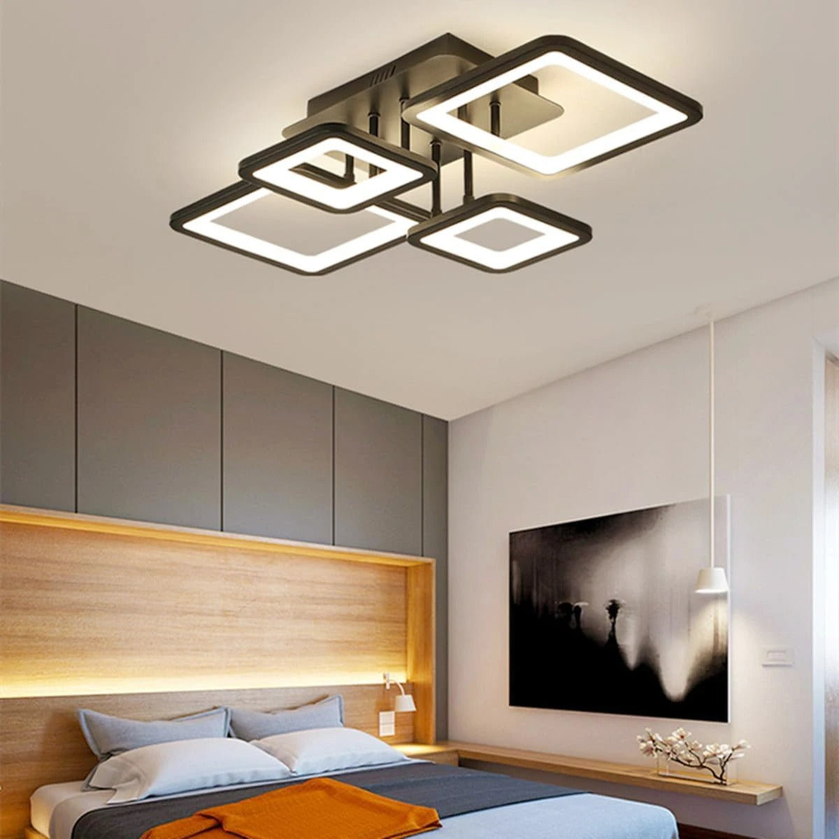 Moderne LED Plafondlamp – 54W Dimbaar Rechthoekig Design – Met Afstandsbediening en Instelbare Lichtkleur voor Woonkamer, Keuken en Slaapkamer