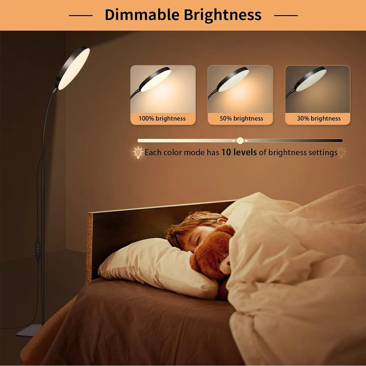 LED Vloerlamp met Flexibele Zwanenhals – Dimbare Staande Leeslamp met 3 Lichtkleuren – Verstelbare LED Lamp voor Woonkamer, Slaapkamer en Kantoor