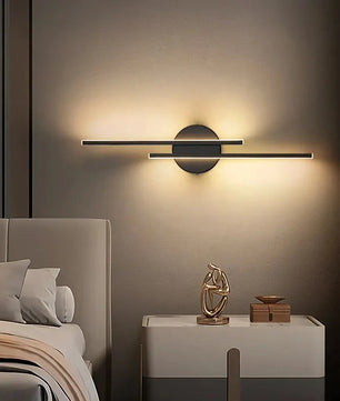 LED Wandlamp Dubbellijn – Scandinavisch Minimalistisch Design met Driekleuren LED – Moderne Acryl Wandverlichting voor Woonkamer en Slaapkamer