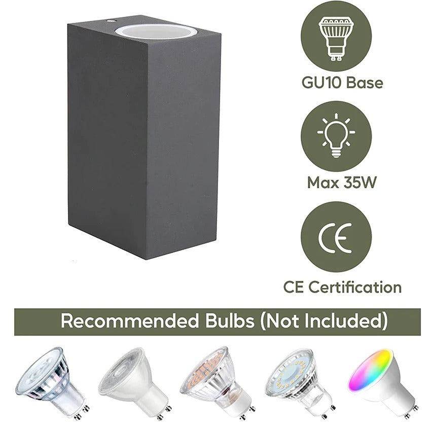 Waterdichte GU10 Wandlamp – Moderne Aluminium Buitenverlichting voor Tuin, Veranda en Terras
