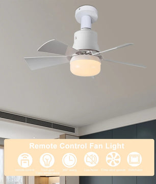 LED Plafondventilator met E27 Fitting – 40W Dimbare Ventilatorlamp met Afstandsbediening, 3 Snelheden en Laag Profiel voor Slaapkamer en Keuken