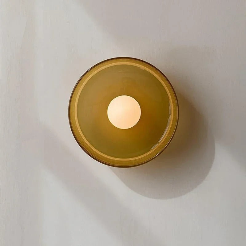 Scandinavische Glazen Plafondlamp – LED Opbouwlamp met Gekleurde Glazen Kap voor Hal, Woonkamer en Slaapkamer